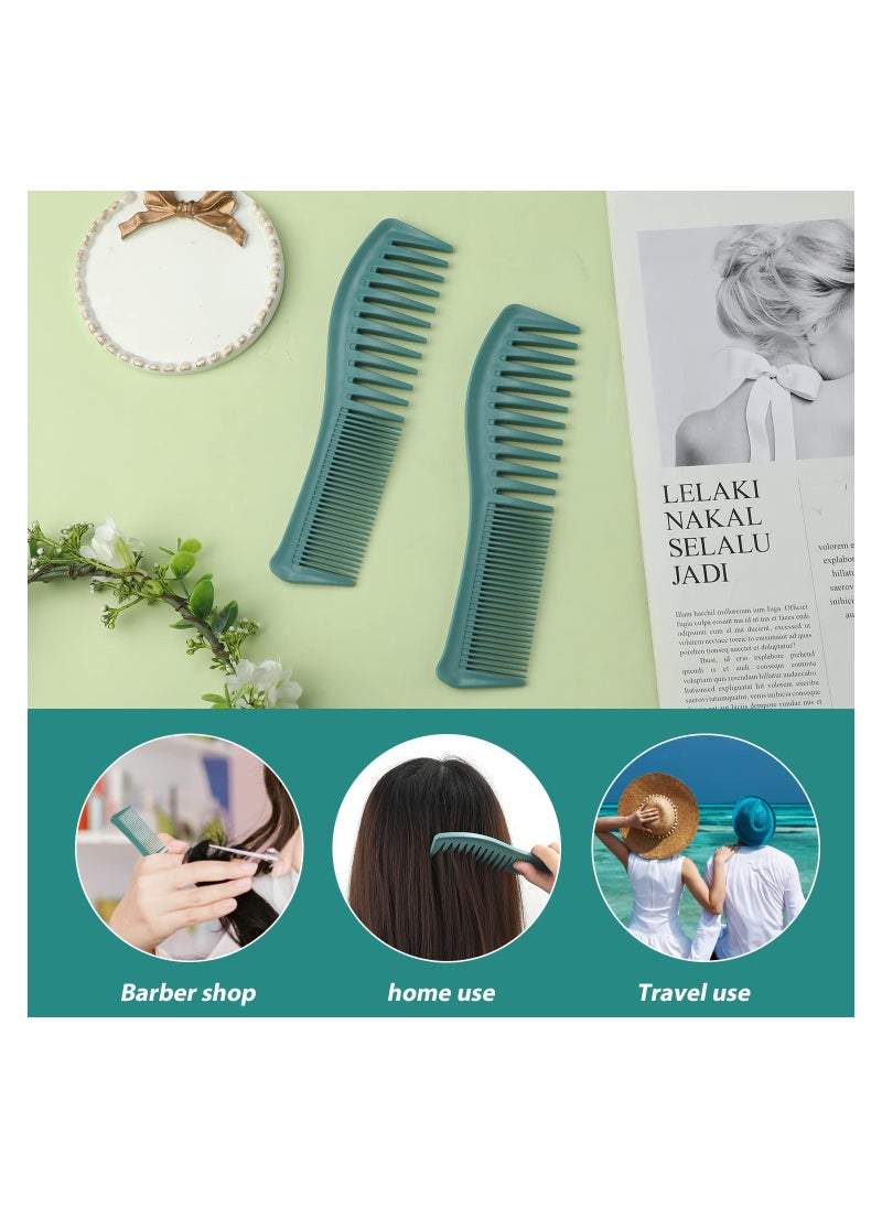 KASTWAVE 4 PCS Large Tooth Fine Tooth Comb Hair Comb for Men Women Wide Tooth Lift Comb Plastic Hairstyle Comb Hairstyling Trimming Cutting Barber Green  - Image 3