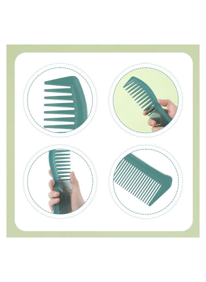 KASTWAVE 4 PCS Large Tooth Fine Tooth Comb Hair Comb for Men Women Wide Tooth Lift Comb Plastic Hairstyle Comb Hairstyling Trimming Cutting Barber Green  - Image 2