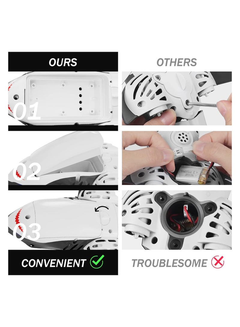 SOLARAE لعبة سمكة قرش عن بعد 2.4G، ألعاب سمكة قرش للتحكم عن بعد للأطفال من عمر 8-12، سمكة قرش واقعية عالية المحاكاة، قارب RC مقاوم للماء بتردد 2.4Ghz، سمكة قرش لعبة مع ضوء للعب لمدة 60 دقيقة، هدية للأولاد والبنات - Image 4