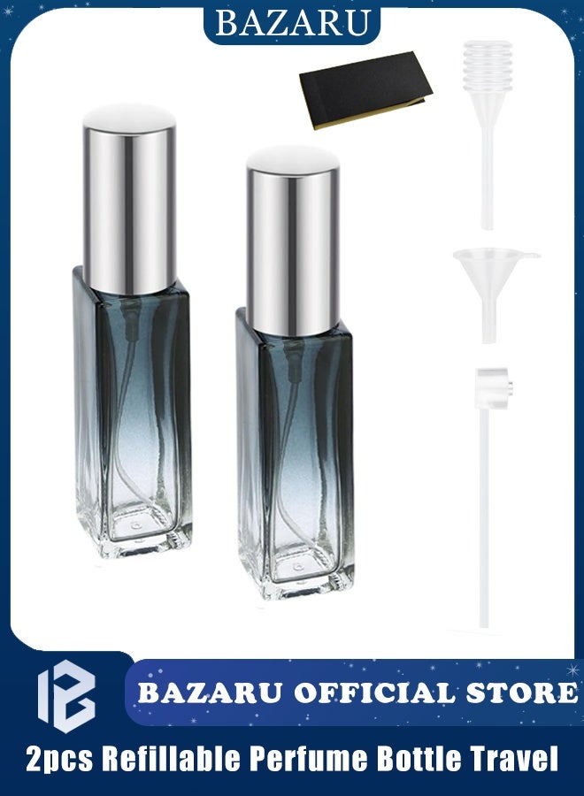 BAZARU 2pcs Refillable Perfume Bottle Travel, 10ML Pocket Glass Perfume Atomizer, Empty Fine Mist Mini Travel Bottles Set Cologne Atomizer Dispenser Fragrance Sprayer Cosmetic Container with test paper - Image 1