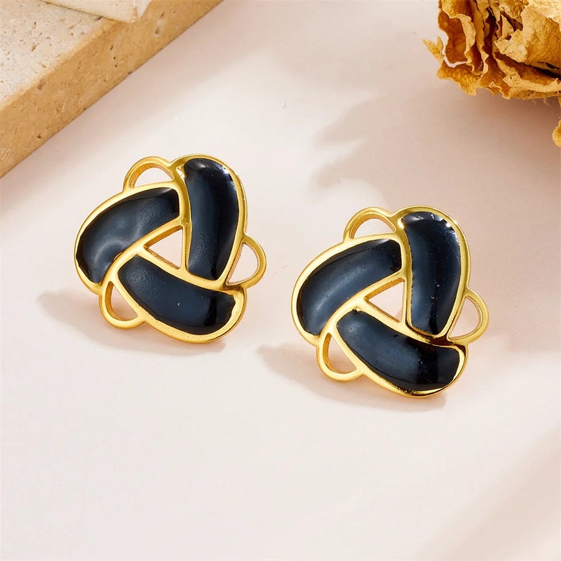 حلق أستانليس ستيل ذهبي × أسود - Image 2