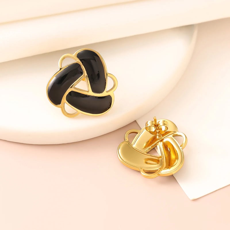 حلق أستانليس ستيل ذهبي × أسود - Image 4