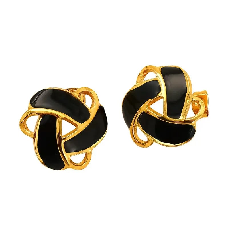 حلق أستانليس ستيل ذهبي × أسود - Image 1