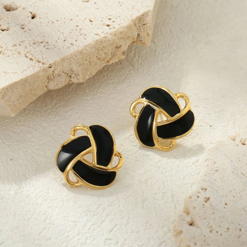 حلق أستانليس ستيل ذهبي × أسود - Image 5