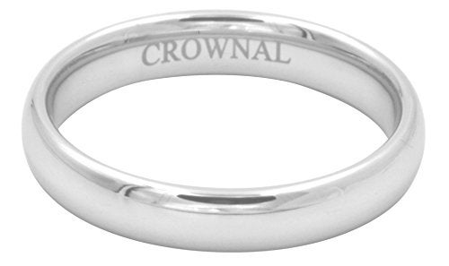 CROWNAL 1mm 2mm 3mm 4mm 5mm 6mm 7mm 8mm Tungsten White/Yellow Gold/Rose Gold Plated Wedding Band Ring Men Women Plain Dome Polished Comfort Fit Size 3 to 17(White 4mm,9) - Image 2