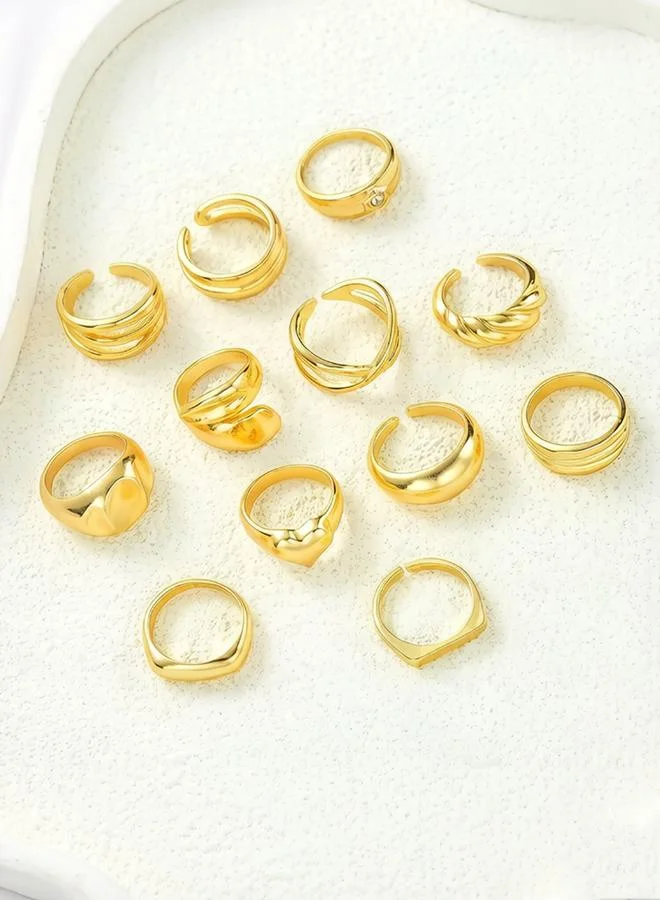 Take Two Pack of 12 - Gold Tone Smooth Rings