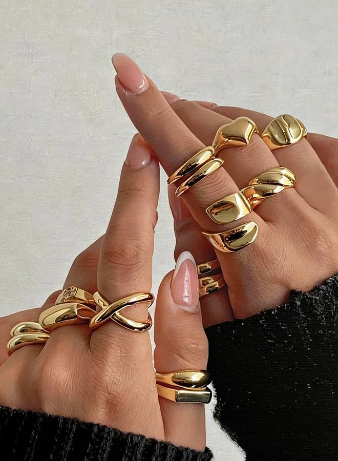 Take Two Pack of 12 - Gold Tone Smooth Rings