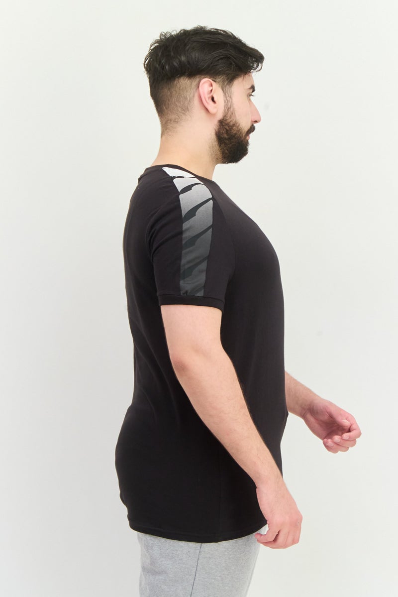 Men Slim Fit Short Sleeves Outdoor T-Shirt, Black