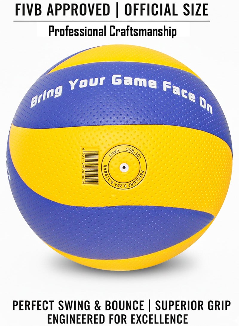 قطوب كرة طائرة مقاس ٥ كرة مباراة رسمية، معتمدة احترافي جودة فاخرة بدون خياطة جلد بي يو مقاوم للماء للعب داخلي وخارجي، للمسابقات، واللعب الترفيهي، تدريب، صالة، شاطئ، تجمعات ممتعة، استخدام محترف - Image 2