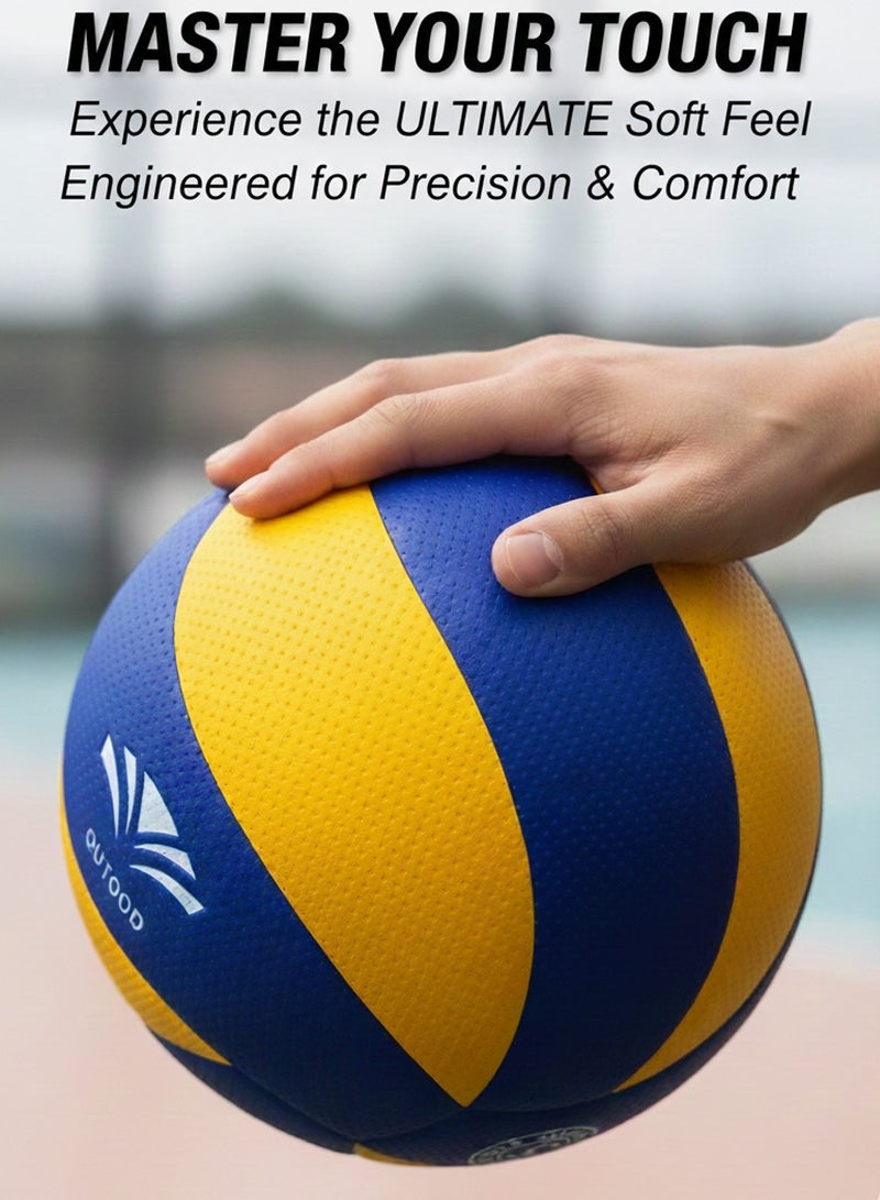 قطوب كرة طائرة مقاس ٥ كرة مباراة رسمية، معتمدة احترافي جودة فاخرة بدون خياطة جلد بي يو مقاوم للماء للعب داخلي وخارجي، للمسابقات، واللعب الترفيهي، تدريب، صالة، شاطئ، تجمعات ممتعة، استخدام محترف - Image 4