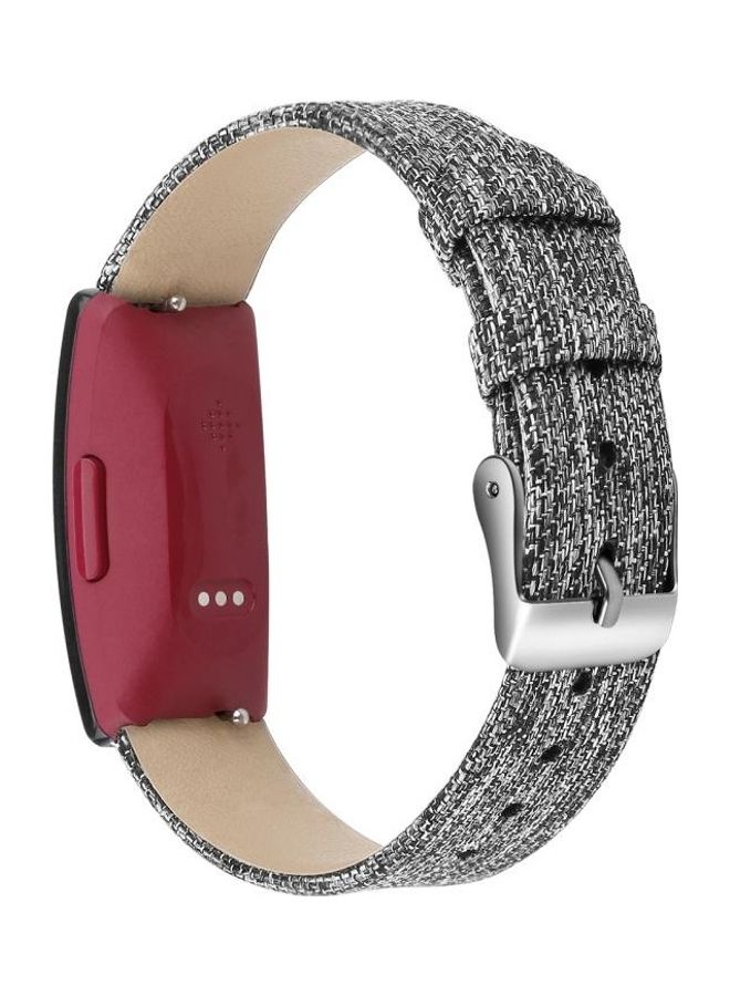 NIBEMINENT Canvas B Type Replacement Wrist Strap Watchband For Fitbit Inspire/Inspire HR Black - Image 3