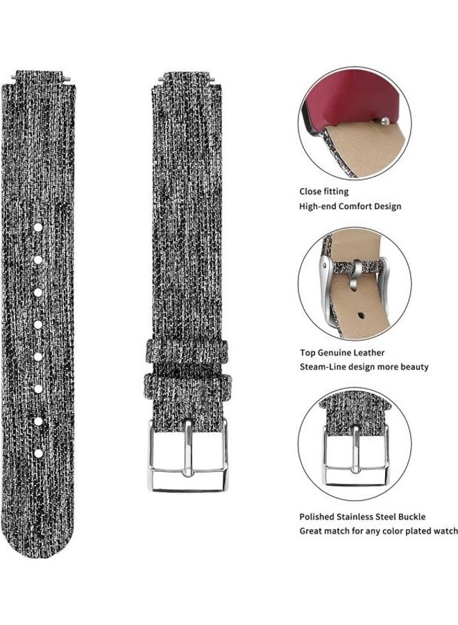 NIBEMINENT Canvas B Type Replacement Wrist Strap Watchband For Fitbit Inspire/Inspire HR Black - Image 2