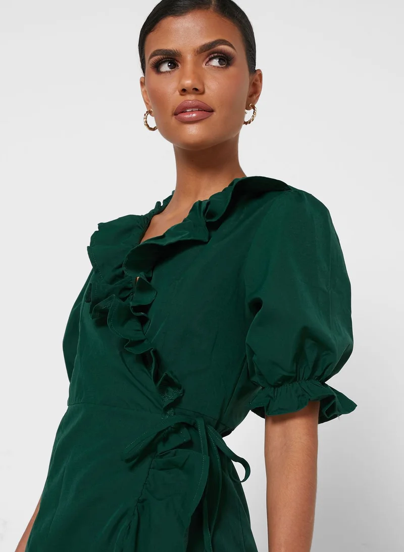 ELLA Ruffle Hem Printed Dress