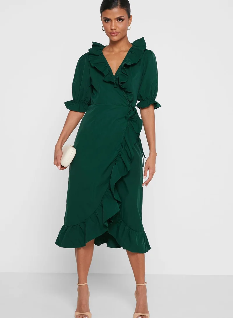 ELLA Ruffle Hem Printed Dress