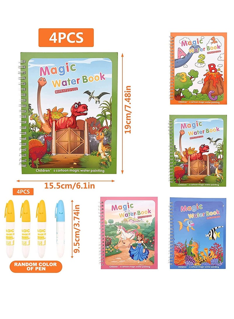 Water Magic Coloring Book for Kids - Reusable Painting Fun with Cartoon Animals & Alphabet, Perfect Gift for Toddlers (4 Pack) - Image 1