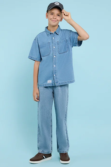 R&b Washed Straight Fit Jeans with Drawstring Waist