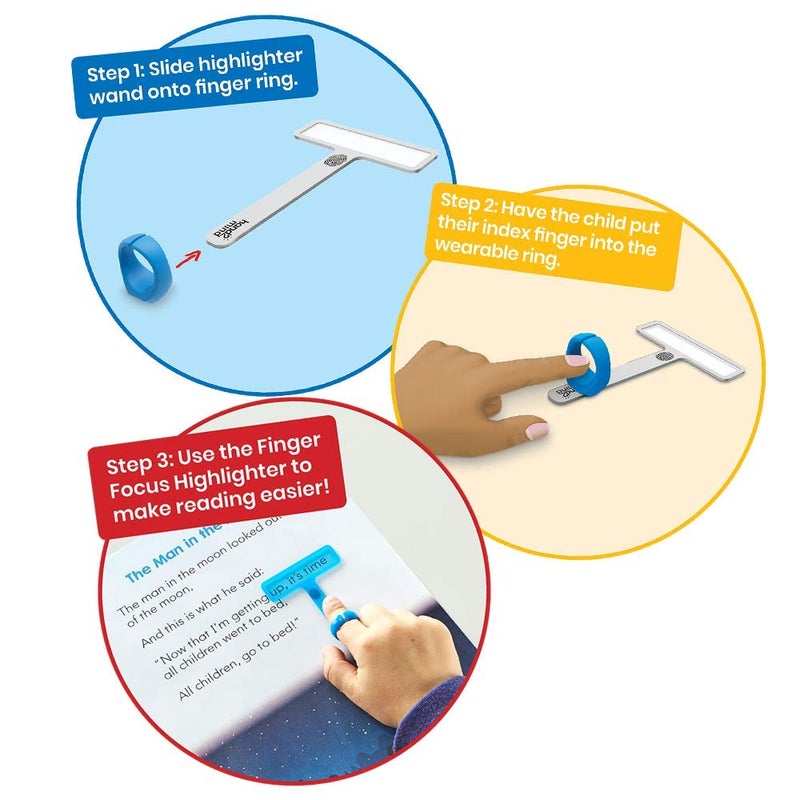 hand2mind FingerFocus Highlighter, Guided Reading Strips, Reading Pointers for Kids, Dyslexia Tools for Kids, ADHD Tools, Special Education School Supplies, Teacher Classroom Must Haves (6 Pack) - Image 3