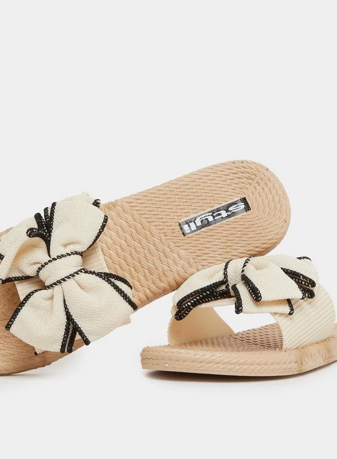 Styli Styli Contrast Trim Bow Detail Slides