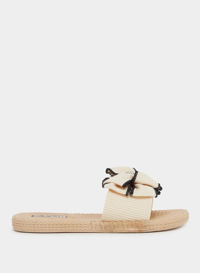 Styli Contrast Trim Bow Detail Slides - Image 1