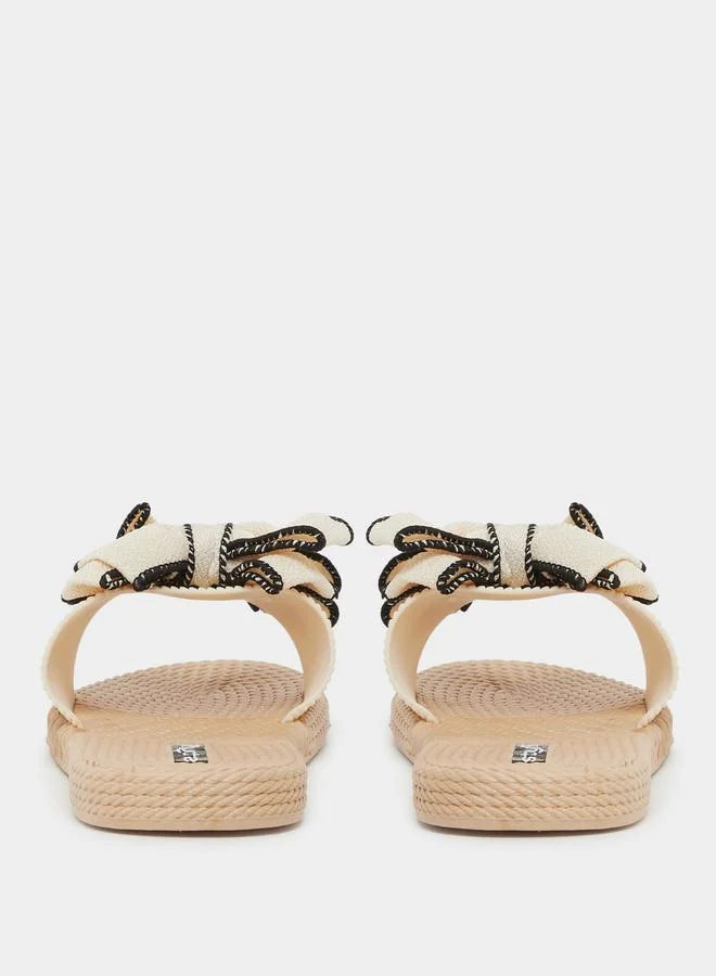 Styli Styli Contrast Trim Bow Detail Slides