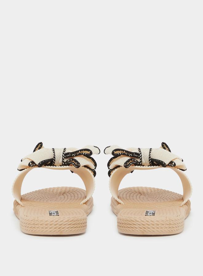 Styli Contrast Trim Bow Detail Slides - Image 4