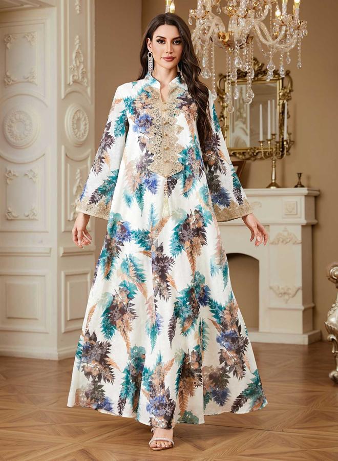 Take Two Women Floral Printed Embellished Jalabiya - Image 1