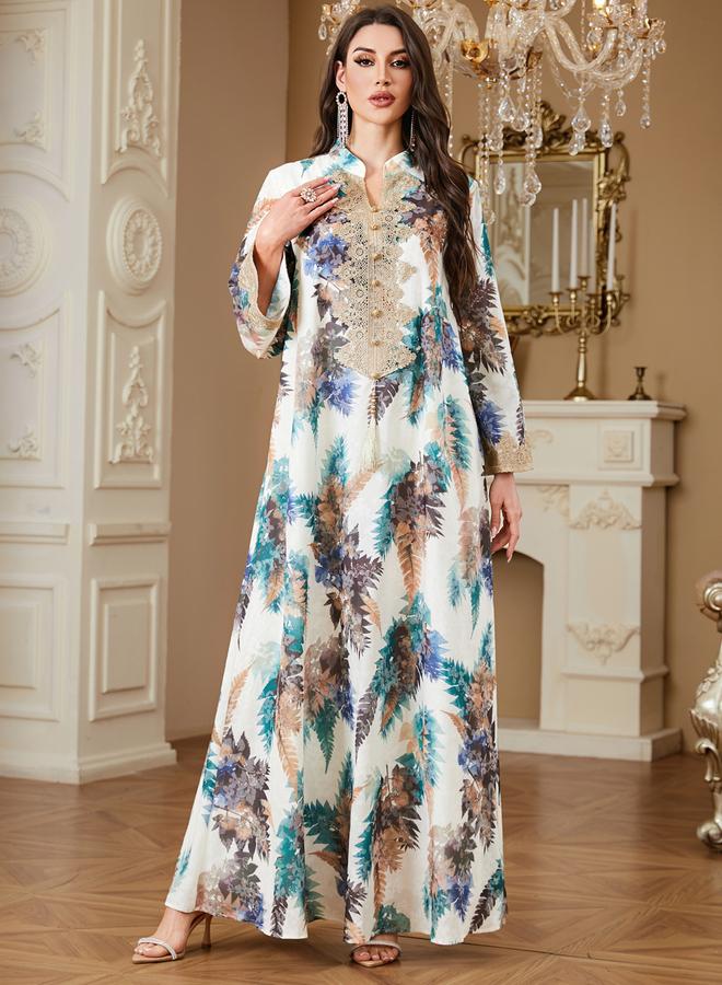 Take Two Women Floral Printed Embellished Jalabiya - Image 3