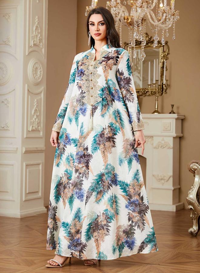 Take Two Women Floral Printed Embellished Jalabiya - Image 5