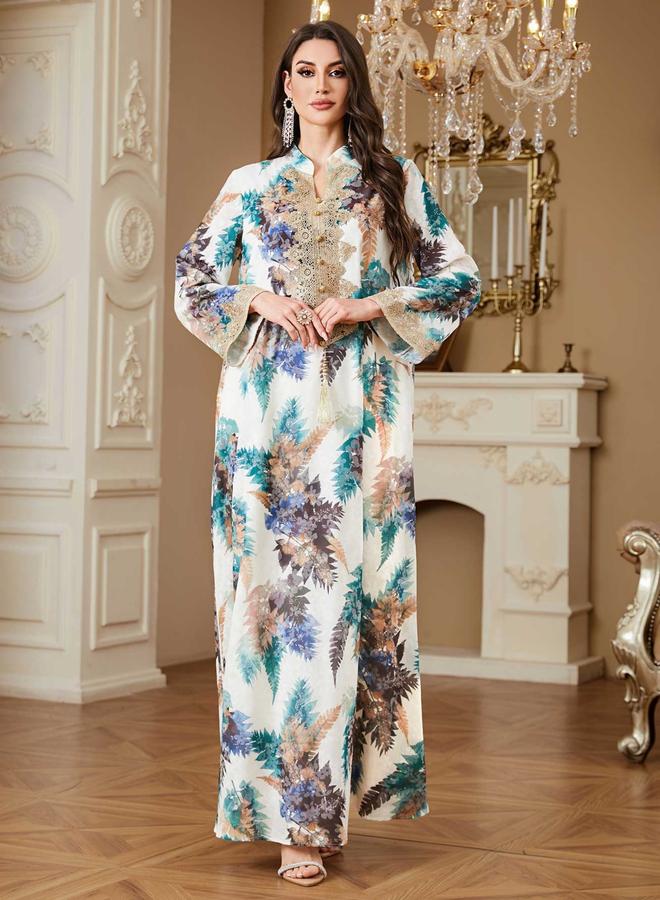 Take Two Women Floral Printed Embellished Jalabiya - Image 4