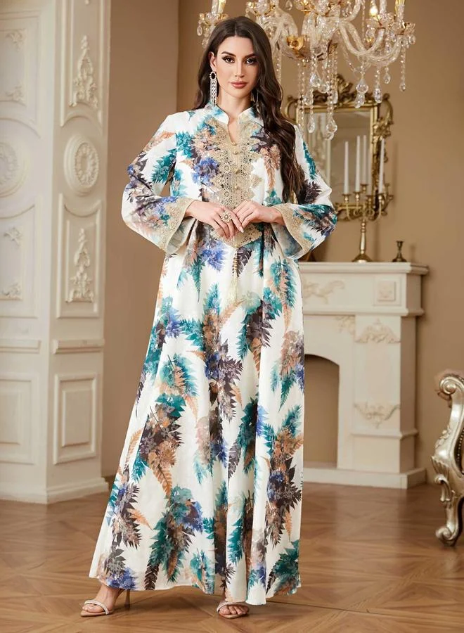 Take Two Women Floral Printed Embellished Jalabiya