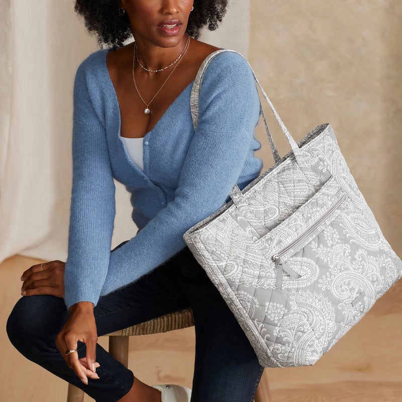 Vera Bradley Performance Twill Vera Tote Bag, Cloud Gray Paisley - Image 3