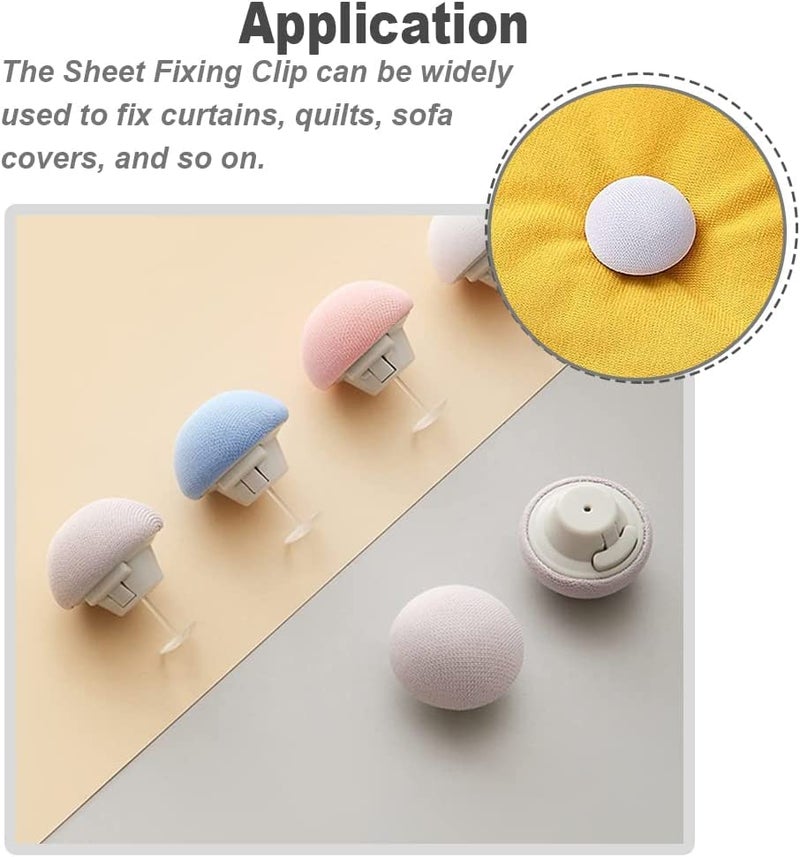 PLENARO PLENARO Quilt Fixing Clips Duvet Cover ClipsMushroom Round Fixing Clips with OneKey Unlock for Blanket Bed Sheet Curtain Socks Mattress Covers Pink Pack of 4  - Image 3