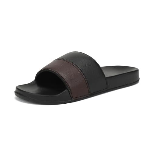 hummel CAMP MEN COLOUR BLOCK SLIDERS Comfortable Cushioned Sole Arch Support Durable Lightweight Flexible Trendy Style Flip flops and Slippers Slides for Men Daily use Chappal - UK 8 Black & Brown - Image 3