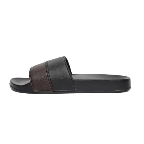 hummel CAMP MEN COLOUR BLOCK SLIDERS Comfortable Cushioned Sole Arch Support Durable Lightweight Flexible Trendy Style Flip flops and Slippers Slides for Men Daily use Chappal - UK 8 Black & Brown - Image 2