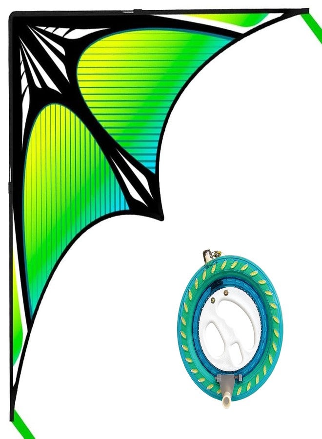 Flying Hoofer Large Beach Kite and Reel Winder with 650ft String for Kids and Adults, Single Line Kite, Extremely Easy to Fly for Beginners(Green) - Image 1