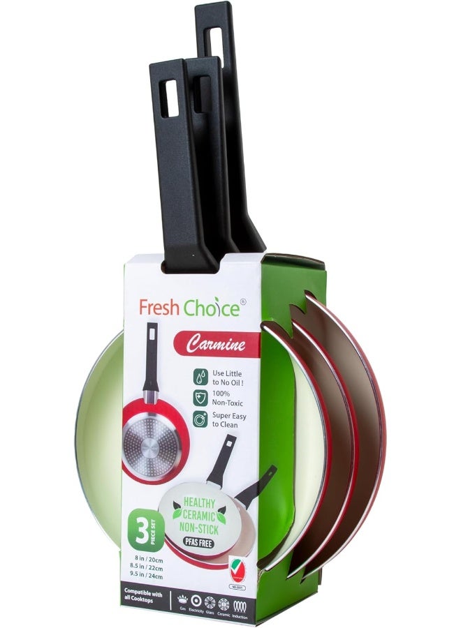 Fresh Choice - CARMINE 3pc PFAS FREE Pressed Aluminum Frypan Set - Image 1