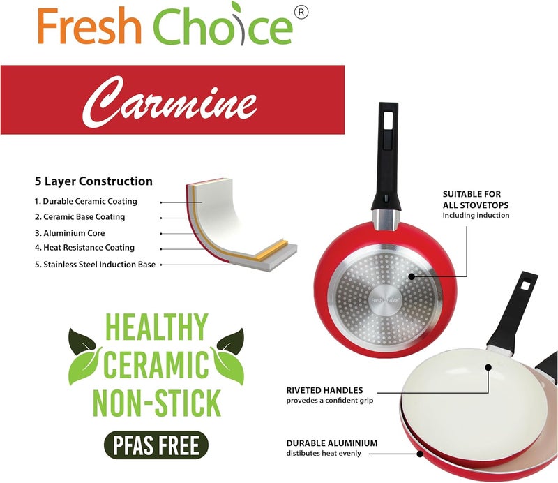 Fresh Choice - CARMINE 3pc PFAS FREE Pressed Aluminum Frypan Set - Image 4