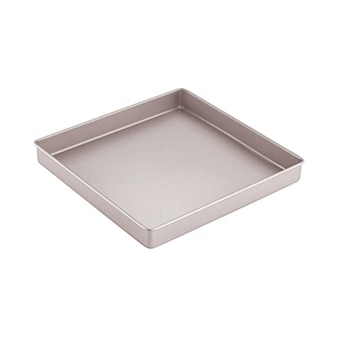 CHEFMADE 11-Inch Baking Sheet Pan, Non-Stick Square Jelly Roll Bakeware for Oven Roasting Meat Bread Battenberg Pizzas Pastries 11.2" x 11.2" x 1.4" (Champagne Gold)