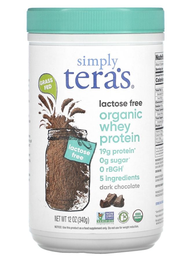 Simply Tera's بروتين مصل اللبن العضوي بالشوكولاتة الداكنة 12 أونصة (340 جرام) - Image 1