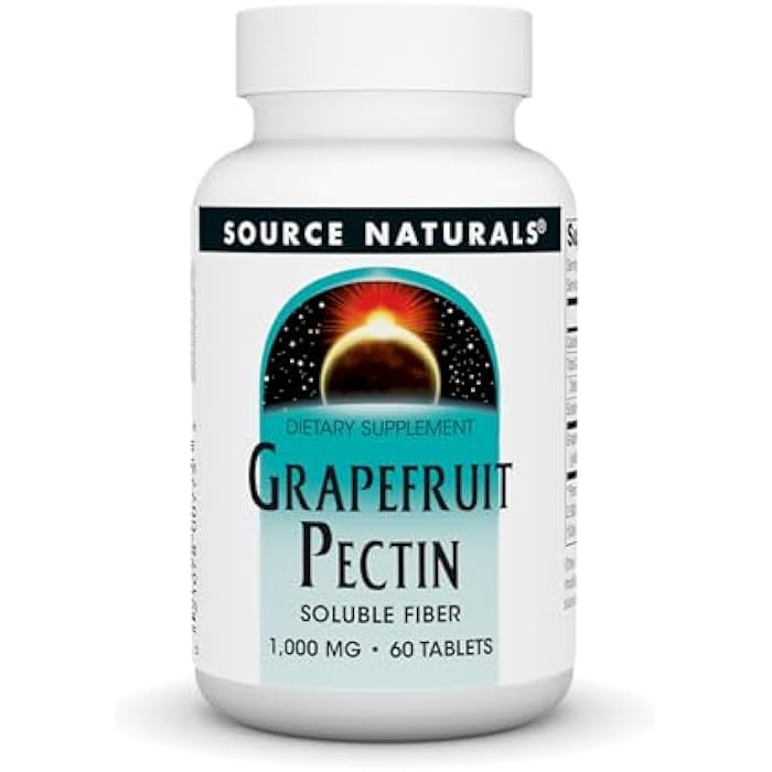 Source Naturals Grapefruit Pectin, Soluble Fiber - 1000 mg Dietary Supplement - 60 Tablets - Image 1