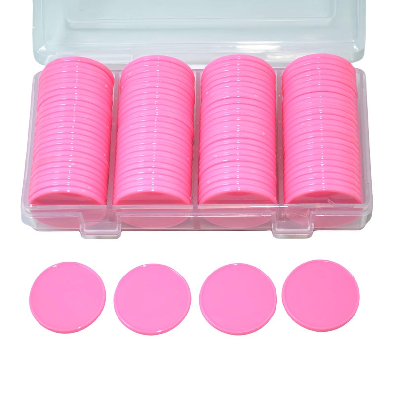 Smartdealspro Set of 100 1 Inch Opaque Plastic Learning Counters Mini Poker Chips Game Tokens with Storage Box (Pink) - Image 3