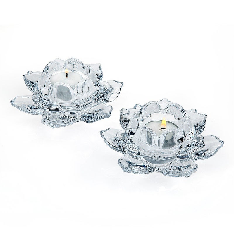 Godinger Shannon by Godinger Lotus Crystal Votive Pair Candle Holders, Set of 2 - Image 5