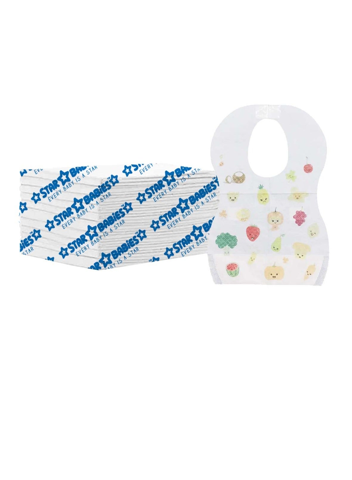 Star Babies Disposable Combo pack (Changing Mat 12pcs, Bibs 12pcs)-White