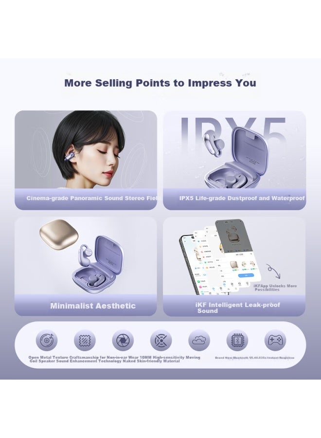 Ikf C02 Clip-on Wireless Bluetooth Earphones Open Bone Conduction Concept Long Battery Life Sports Running Suitable For Huawei Xiaomi Apple Starry Purple - Image 2