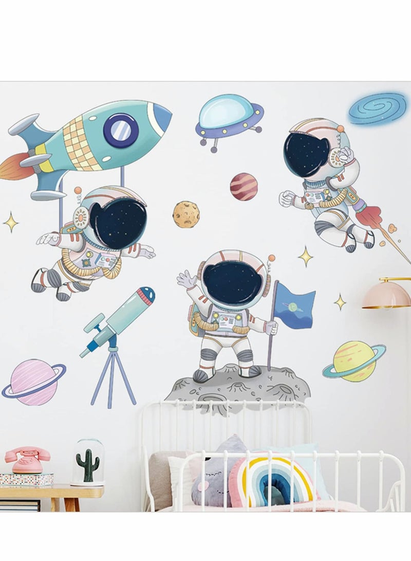Y&D Astronaut Wall Stickers, Outer Space Stars Decals, DIY Removable Large Art Decoration, Peel and Stick, for Kids Baby Boys Girls Playroom Bedroom Decor  - Image 2