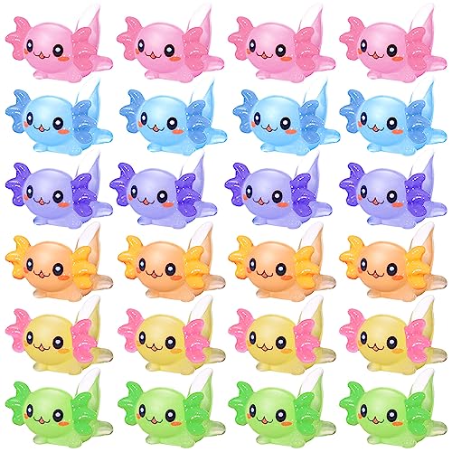 Junkin 24 Pcs Mini Axolotl Resin Charms Miniature Axolotl Ornament Tiny Animal Figures for DIY Garden Dollhouse Birthday Party Decoration Aquarium - Image 1