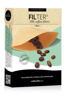 فينوم Finum 100 Coffee Filters NO.4 Paper, Brown  - Image 1