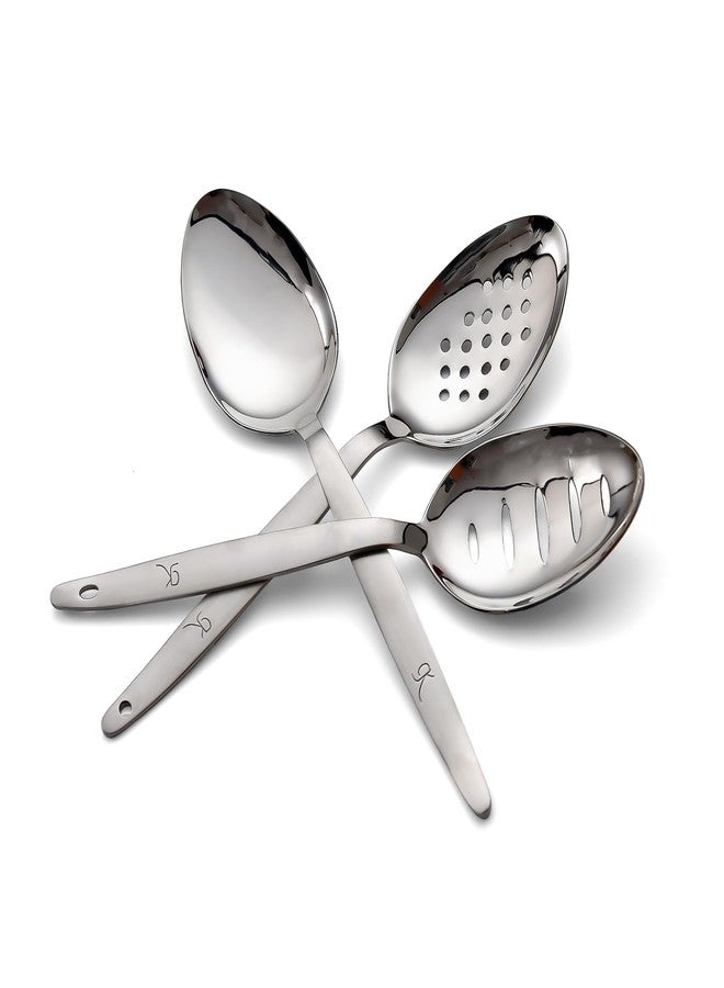 BNAZIND 3-PCS Kunz Spoon | 9 Inch 18/10 Stainless Steel Serving Spoons Set Include Serving Spoon, Slotted and Perforated Spoons, Perfect for Basting, Plating, Quenelle, Sauces - Image 5