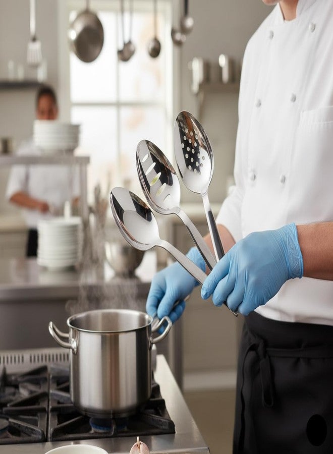 BNAZIND 3-PCS Kunz Spoon | 9 Inch 18/10 Stainless Steel Serving Spoons Set Include Serving Spoon, Slotted and Perforated Spoons, Perfect for Basting, Plating, Quenelle, Sauces - Image 2