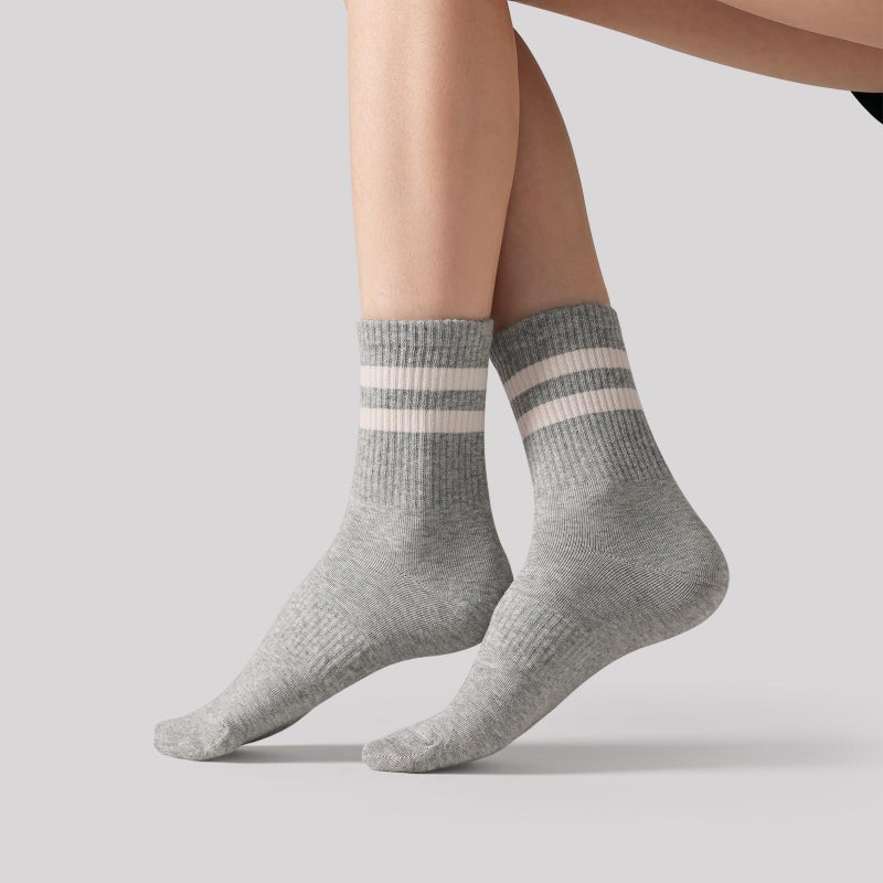 DIBAOLONG Womens Striped Crew Socks Cotton Cozy Socks for Women Cute Soft Above Ankle Sock 6 Pairs Size 5-10 - Image 3